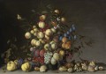Holzaepfeln und andere Früchte in Zinn Vase Ambrosius Bosschaert
